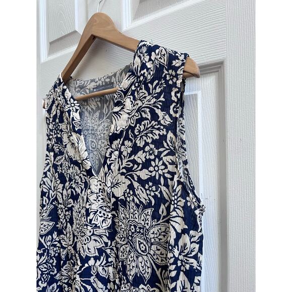 Elliot Lauren Semi Sheer Floral V Neck Gauzy Tier Pocket Dress Large Lightweight - Picture 5 of 14